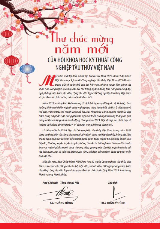 Thư Chúc mừng năm mới Xuân Quý Mão 2023 của Hội Khoa học kỹ thuật Công nghiệp tàu thủy Việt Nam (VISIA)